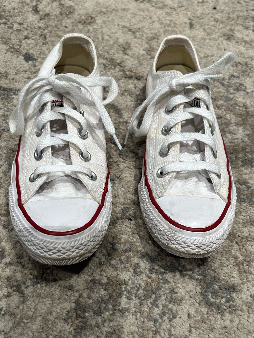 Converse All Star Canvas Sneakers with Red Stripe (women’s size 6; men’s size 4)